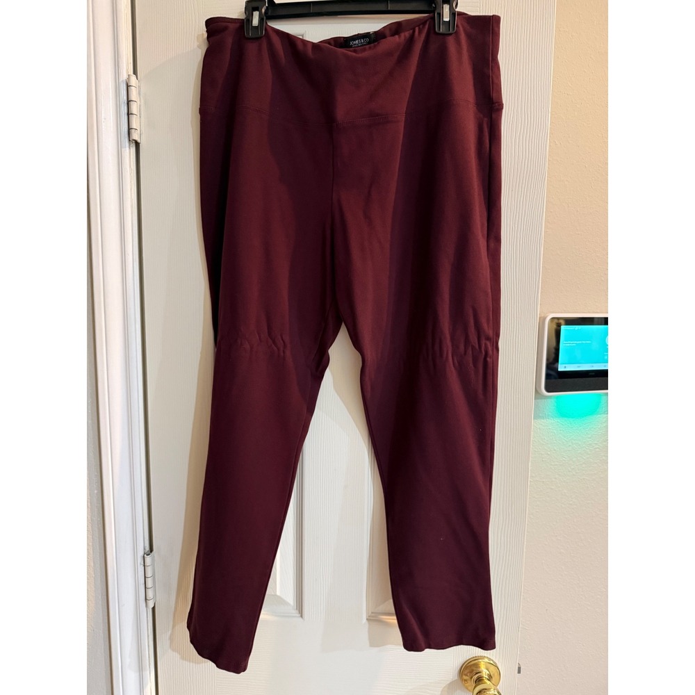 Jones & Co Sport Luxe Burgundy Leggings Womens 2XL High Rise Cropped Yoga Pants